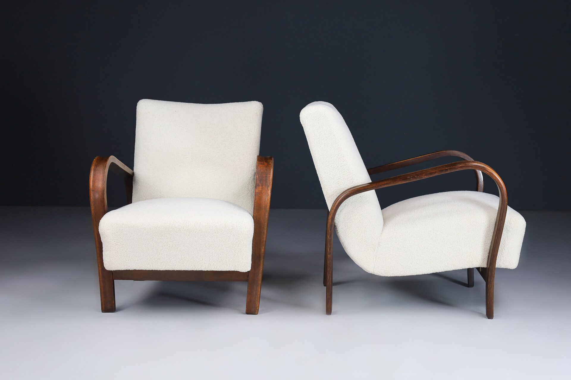Bentwood Armchairs in Re-Upholstered in Fabric by Karel Kozelka & Antonin Kropá, 1950s Mid-20th century