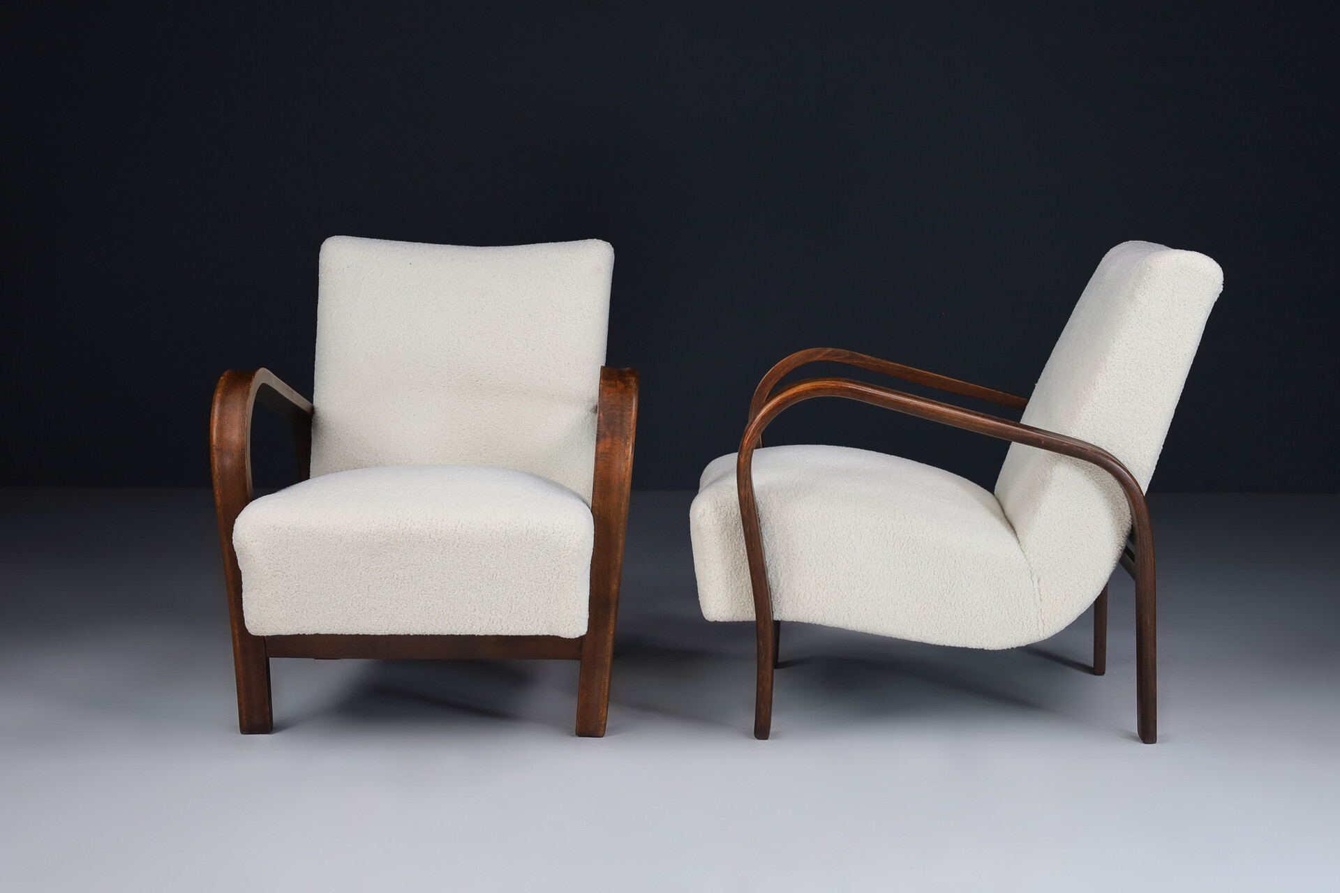 Bentwood Armchairs in Re-Upholstered in Fabric by Karel Kozelka & Antonin Kropá, 1950s Mid-20th century