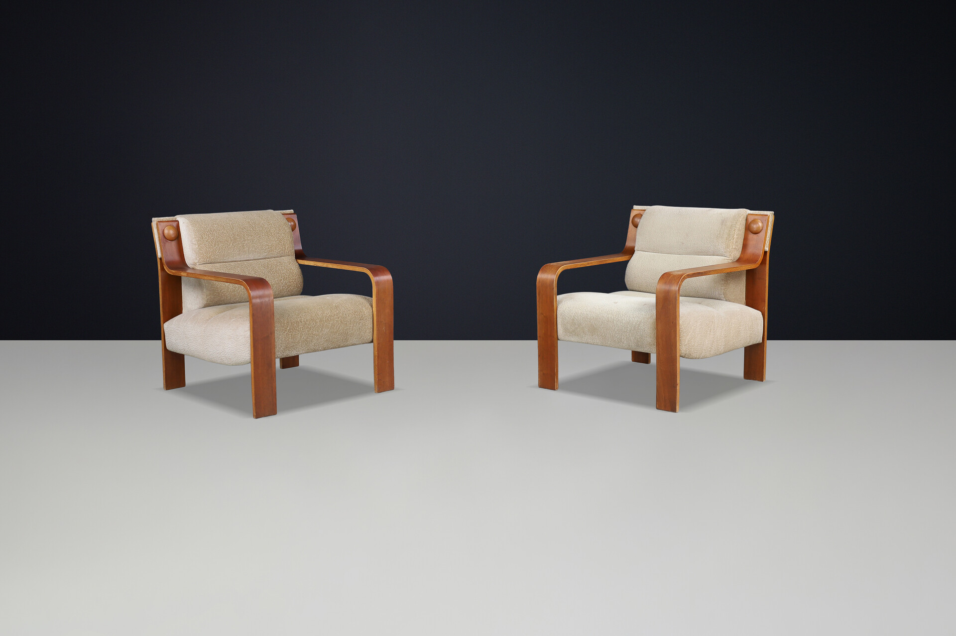 Bentwood Lounge Chairs with Original Upholstery, 1970s Czech Republic Late-20th century