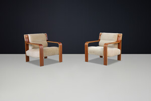 Bentwood Lounge Chairs with Original Upholstery, 1970s Czech Republic Late-20th century