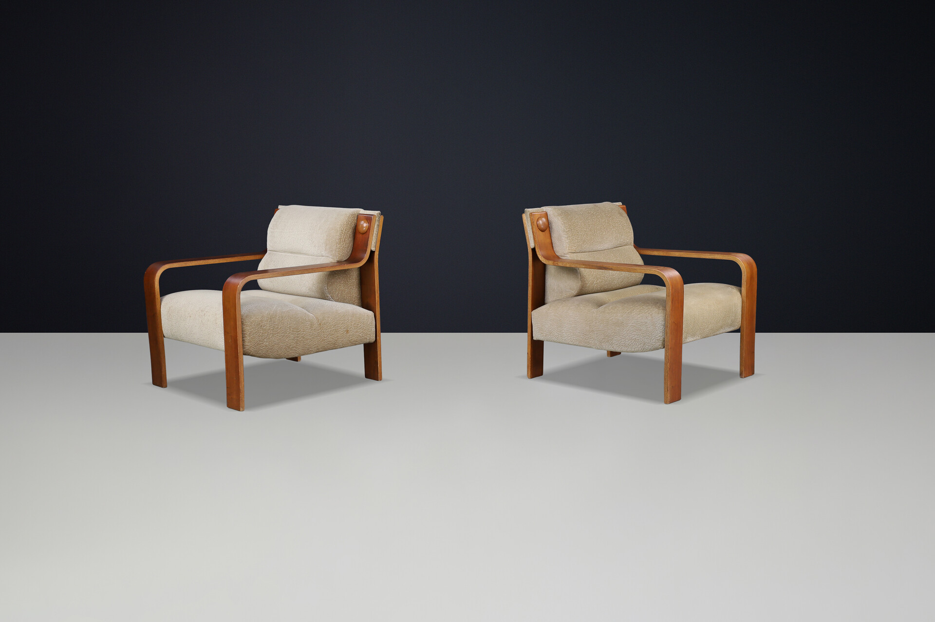 Bentwood Lounge Chairs with Original Upholstery, 1970s Czech Republic Late-20th century