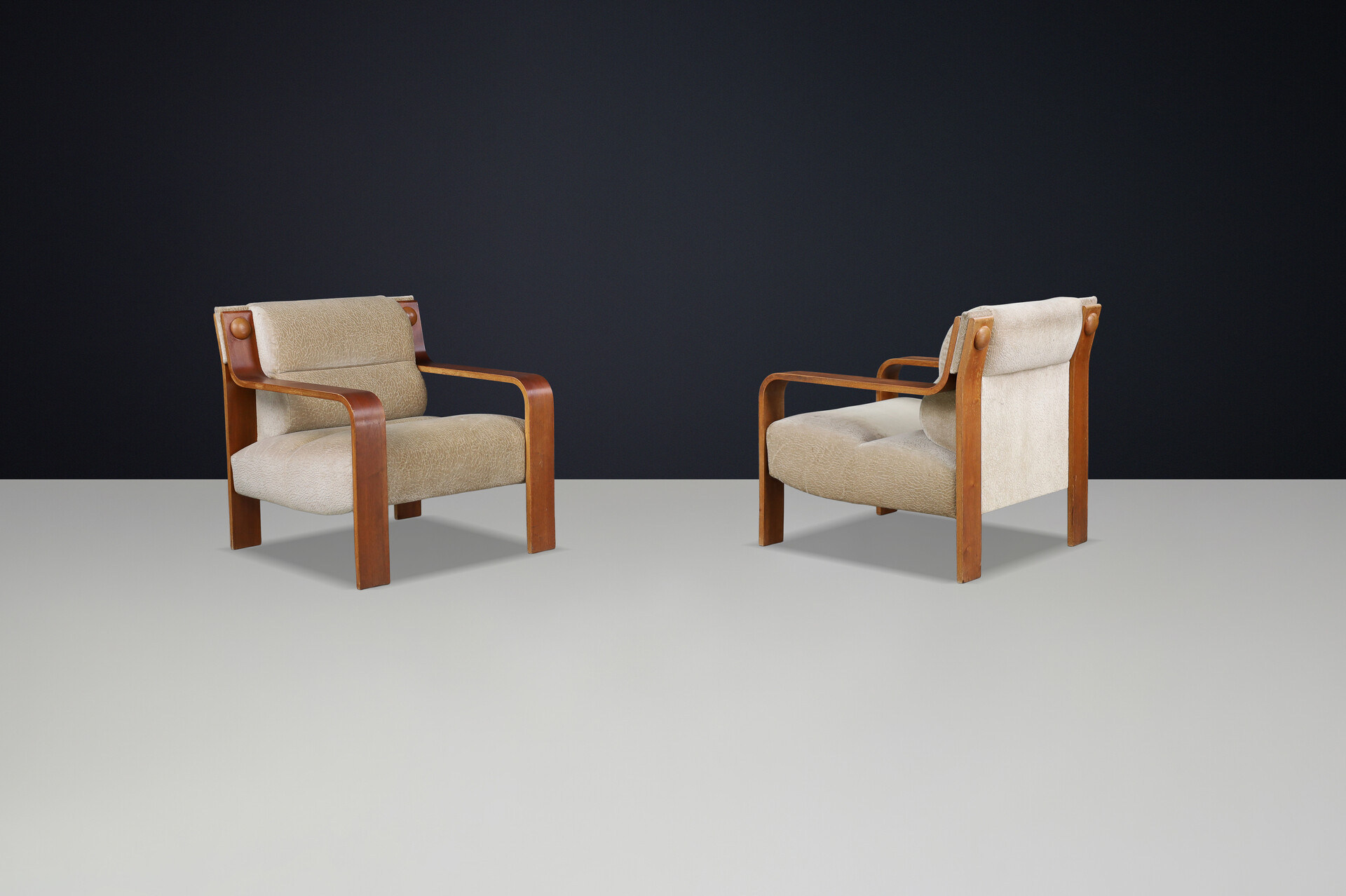 Bentwood Lounge Chairs with Original Upholstery, 1970s Czech Republic Late-20th century