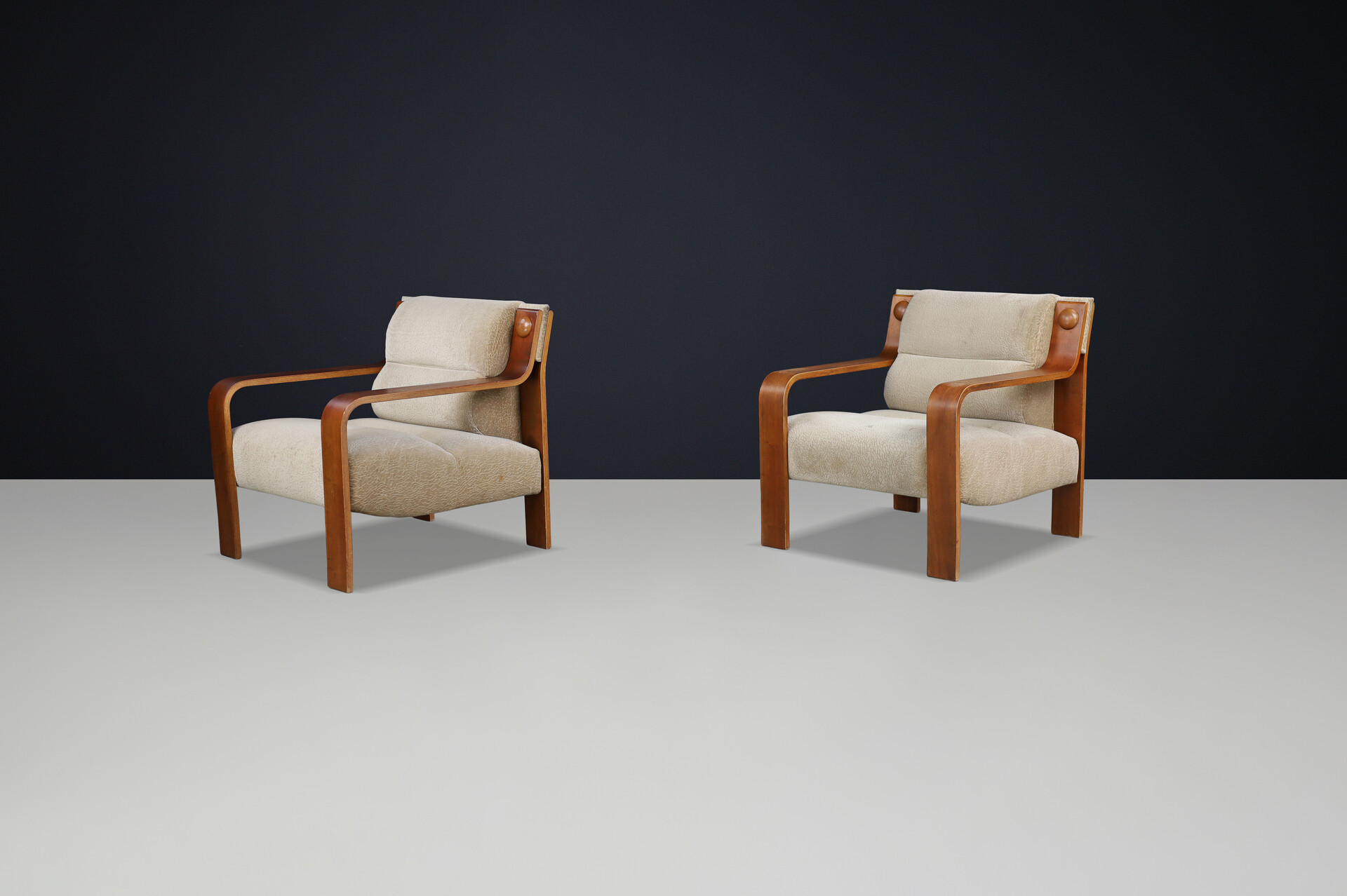 Bentwood Lounge Chairs with Original Upholstery, 1970s Czech Republic Late-20th century