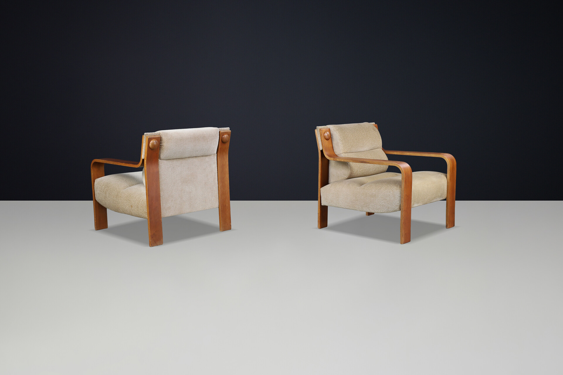 Bentwood Lounge Chairs with Original Upholstery, 1970s Czech Republic Late-20th century