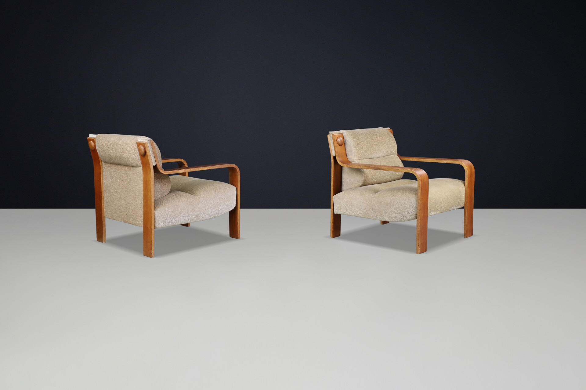 Bentwood Lounge Chairs with Original Upholstery, 1970s Czech Republic Late-20th century