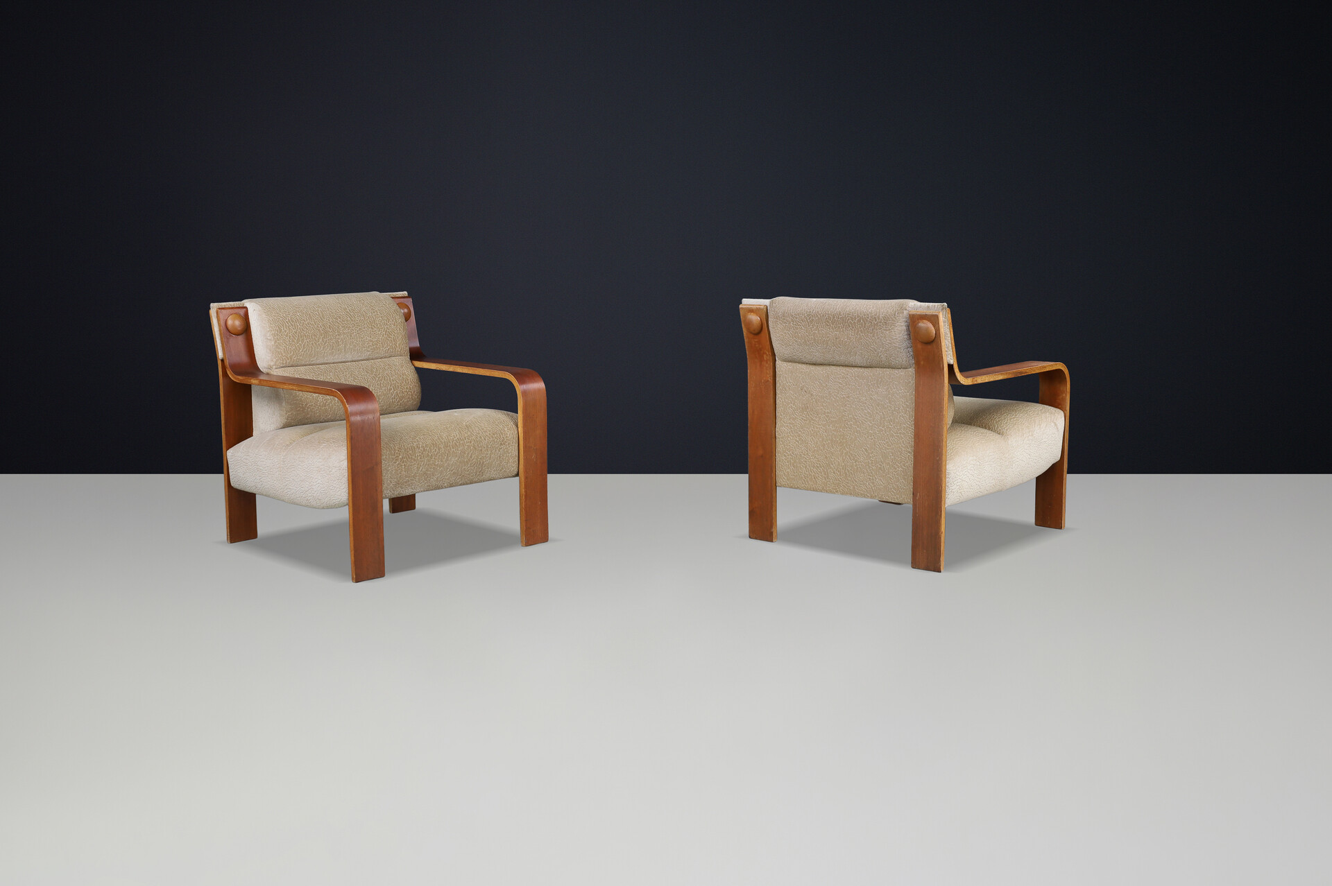 Bentwood Lounge Chairs with Original Upholstery, 1970s Czech Republic Late-20th century