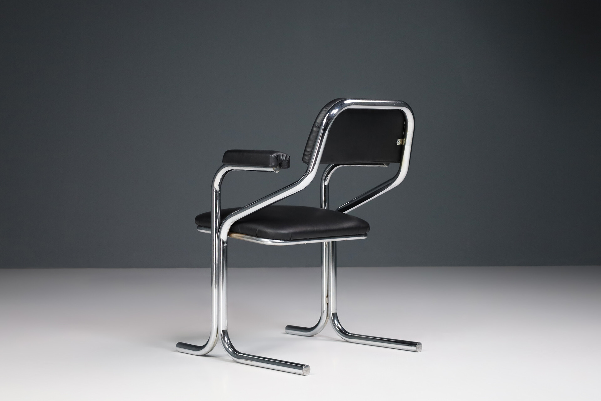Black and Chrome armchairs, Italy 1970s Mid-20th century
