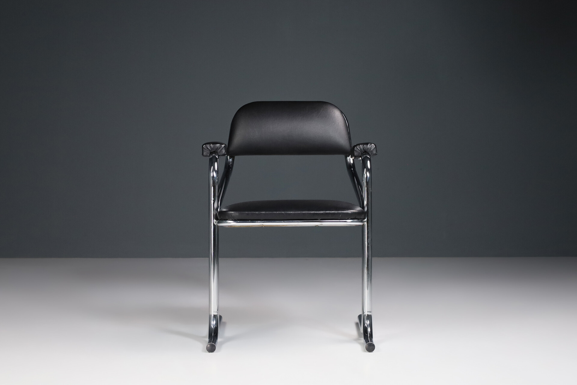 Black and Chrome armchairs, Italy 1970s Mid-20th century