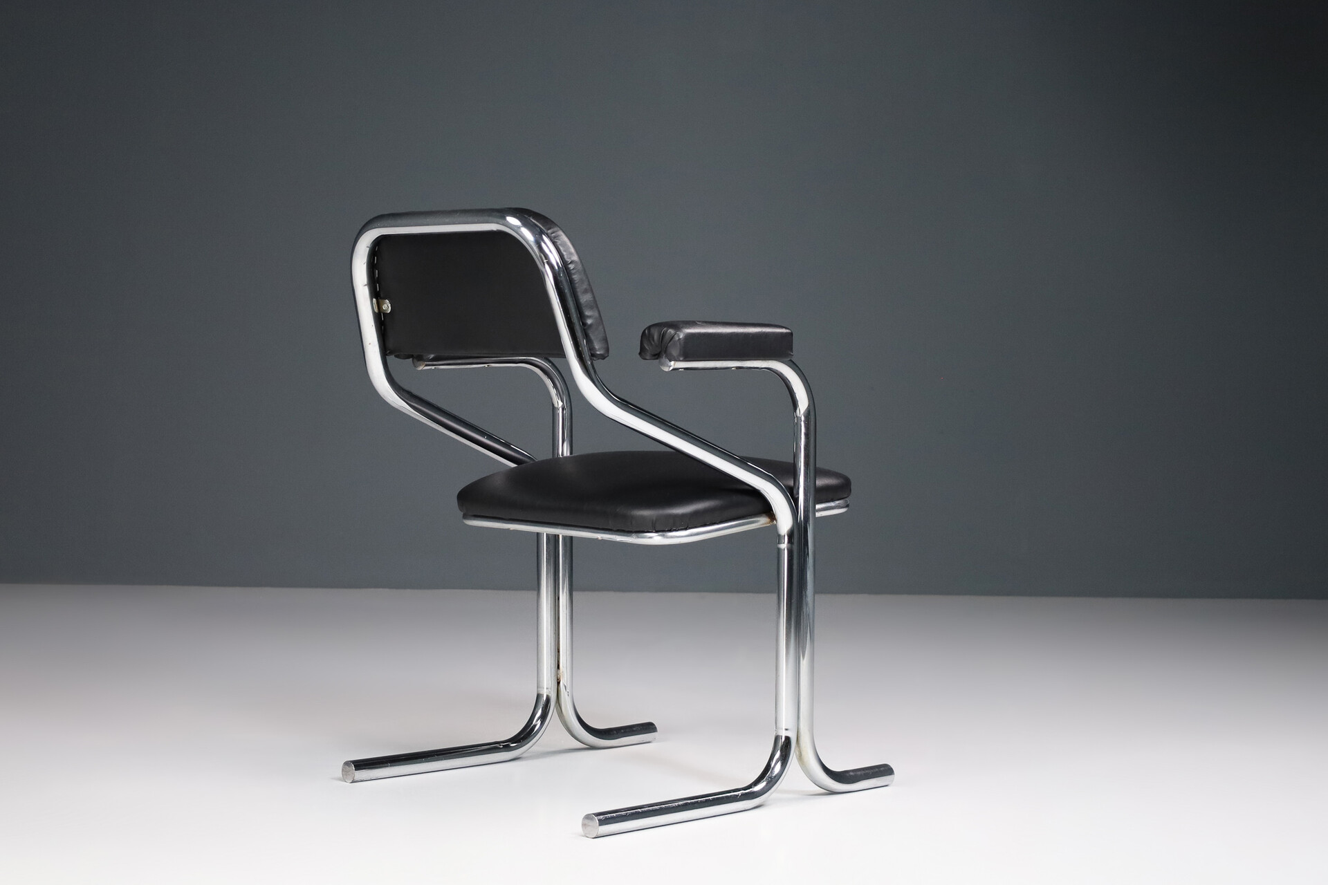 Black and Chrome armchairs, Italy 1970s Mid-20th century