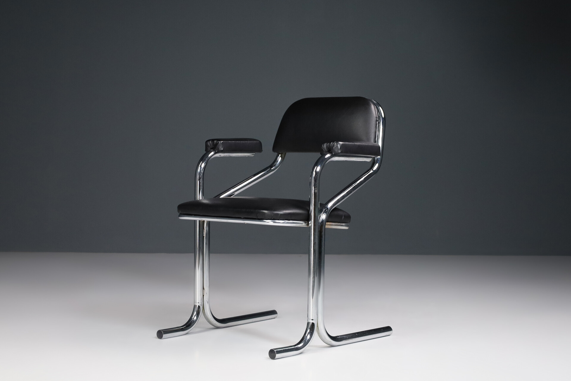 Black and Chrome armchairs, Italy 1970s Mid-20th century