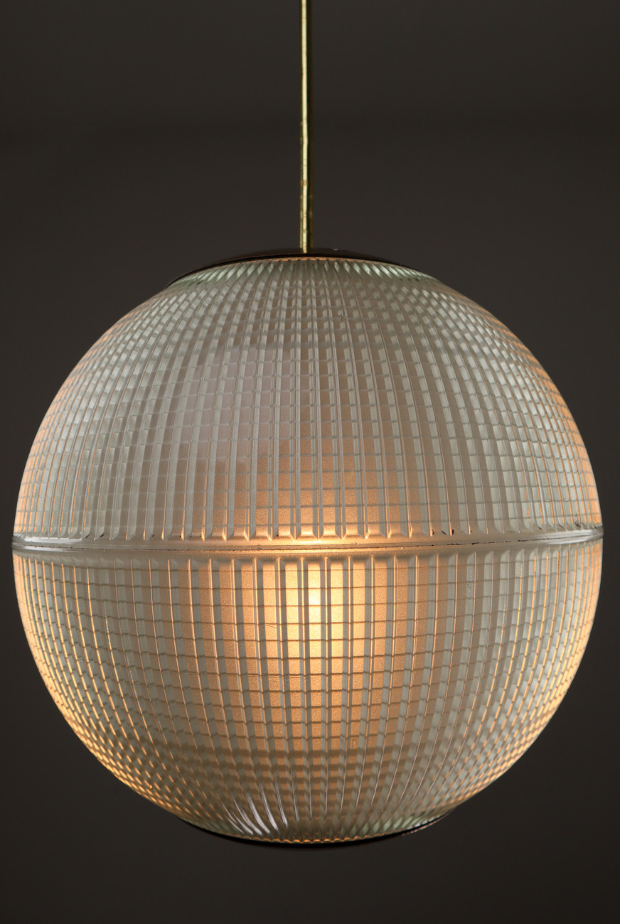 Brass Mid-Century Modern Holophane Paris Street Pendant Lights, France, 1960s Mid-20th century