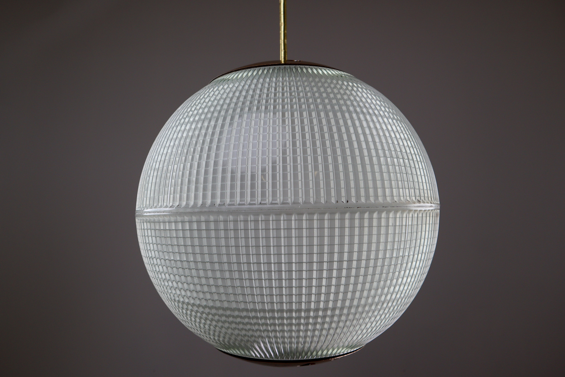 Brass Mid-Century Modern Holophane Paris Street Pendant Lights, France, 1960s Mid-20th century