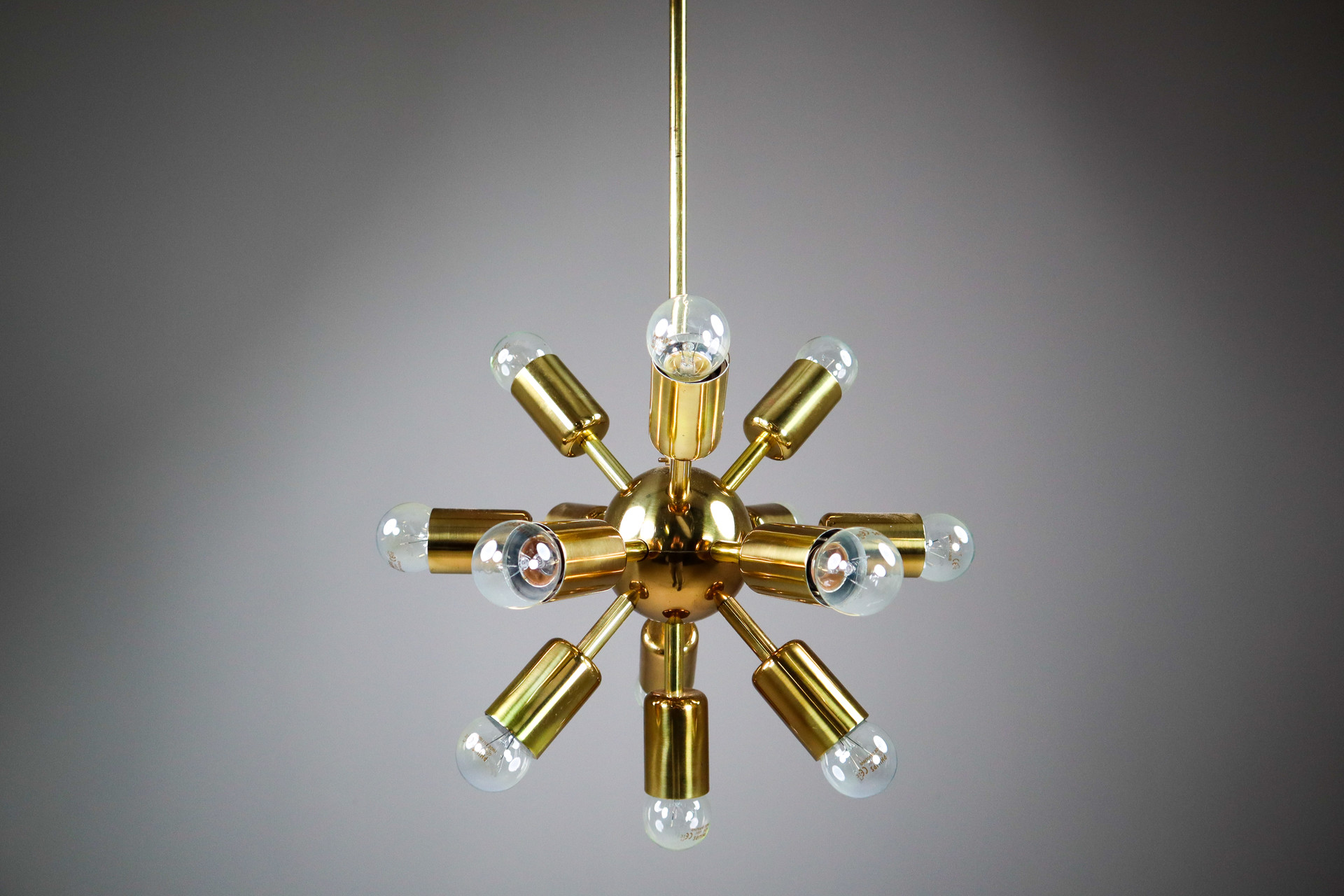 Brass Sputnik Chandelier / Pendant By Drupol Praque 1970s Late-20th century