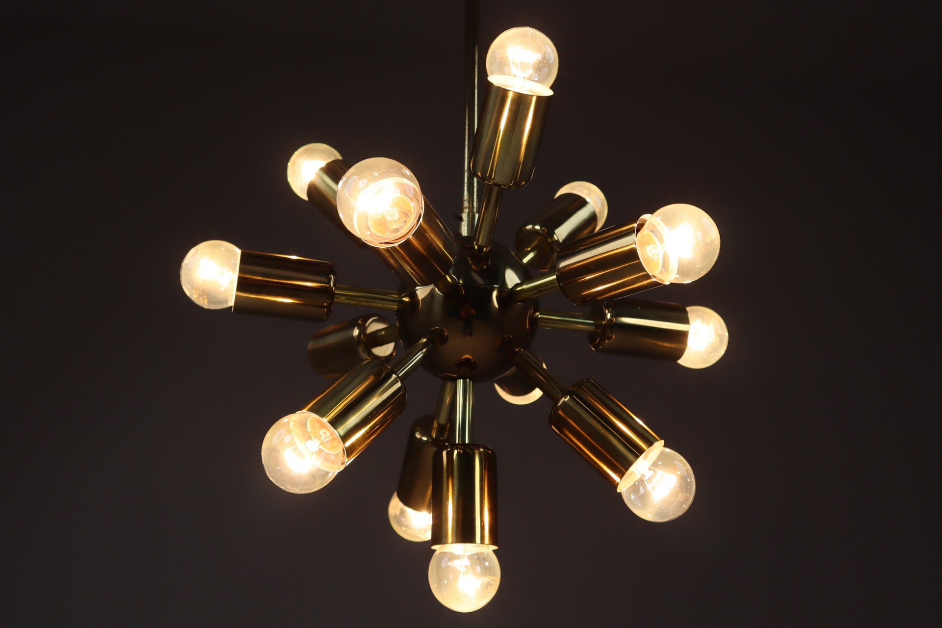 Brass Sputnik Chandelier / Pendant By Drupol Praque 1970s Late-20th century