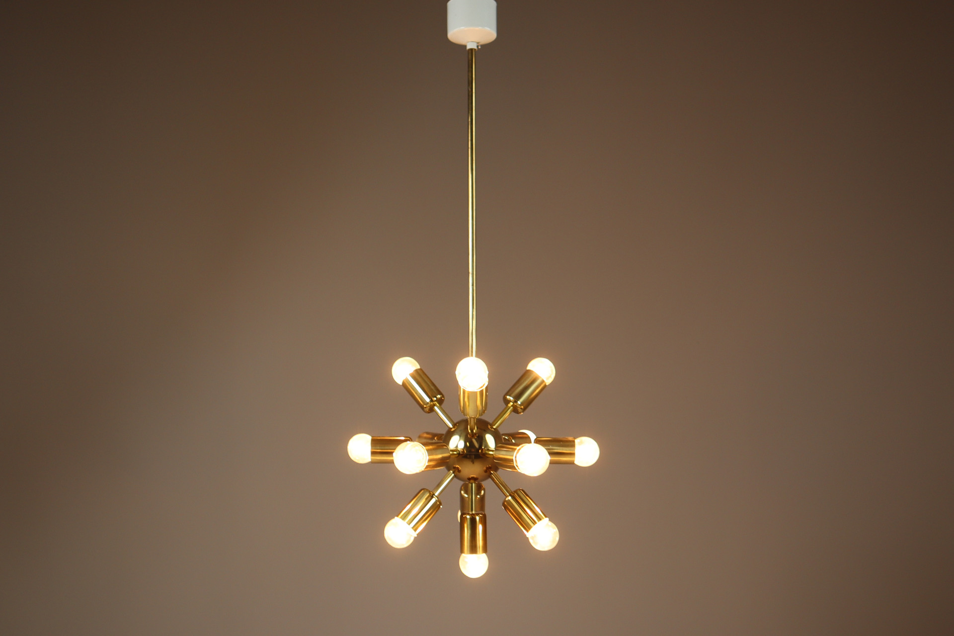 Brass Sputnik Chandelier / Pendant By Drupol Praque 1970s Late-20th century