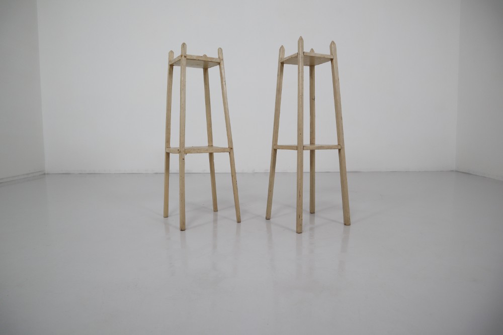 Brocante Pine Flower-stands Early-20th century