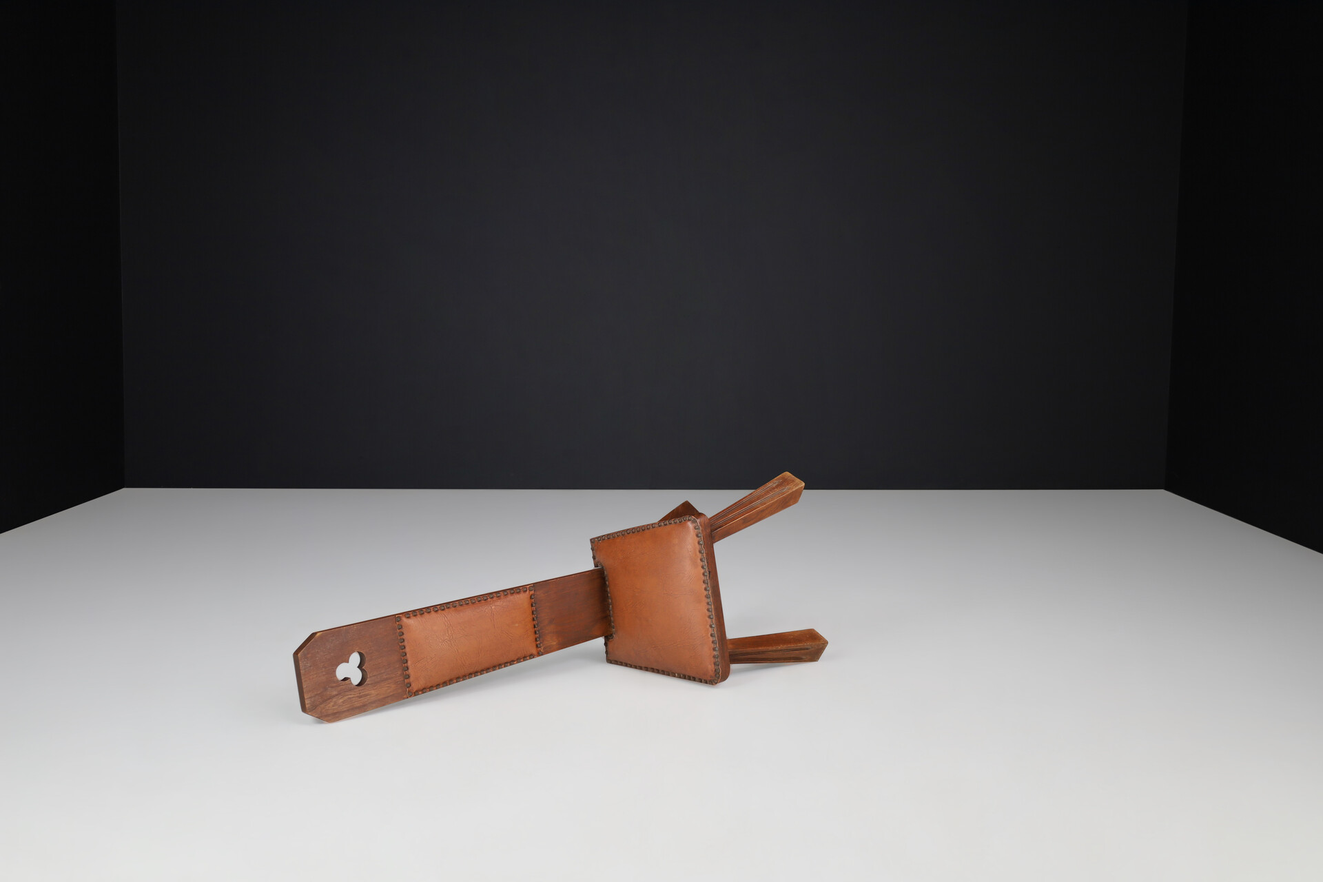 Brutalist Chair with leather , France 1960s Mid-20th century