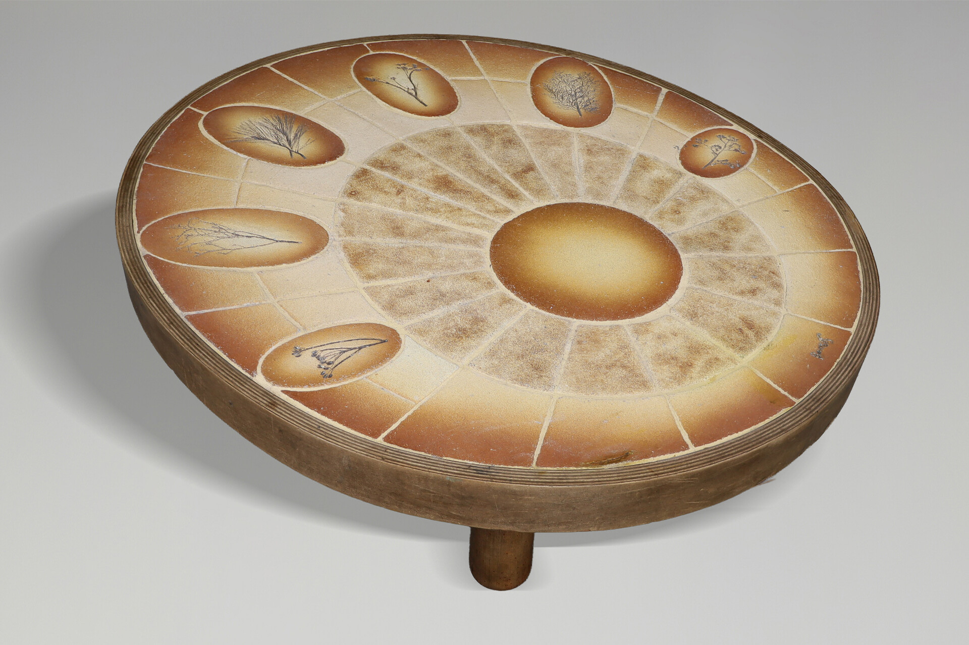 Brutalist Egg shape Vallauris ceramic coffee table by Barrois, France  1960s Mid-20th century
