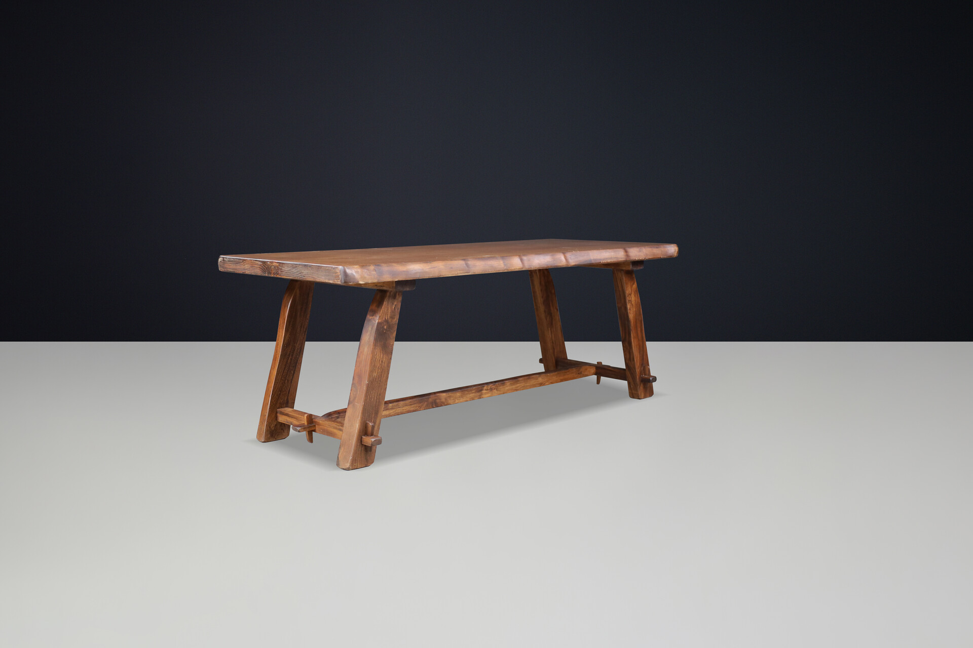 Brutalist Elm dining table by Olavi Hanninenfor Mikko Nupponen. Finland, 1959 Mid-20th century