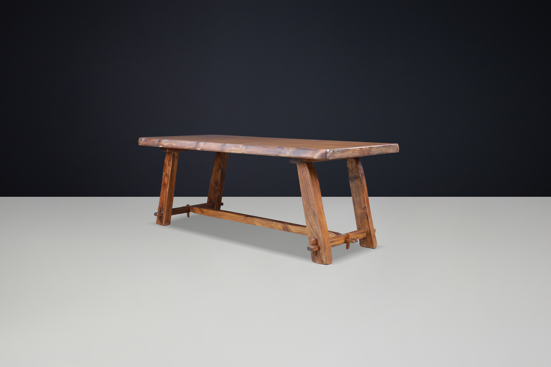 Brutalist Elm dining table by Olavi Hanninenfor Mikko Nupponen. Finland, 1959 Mid-20th century