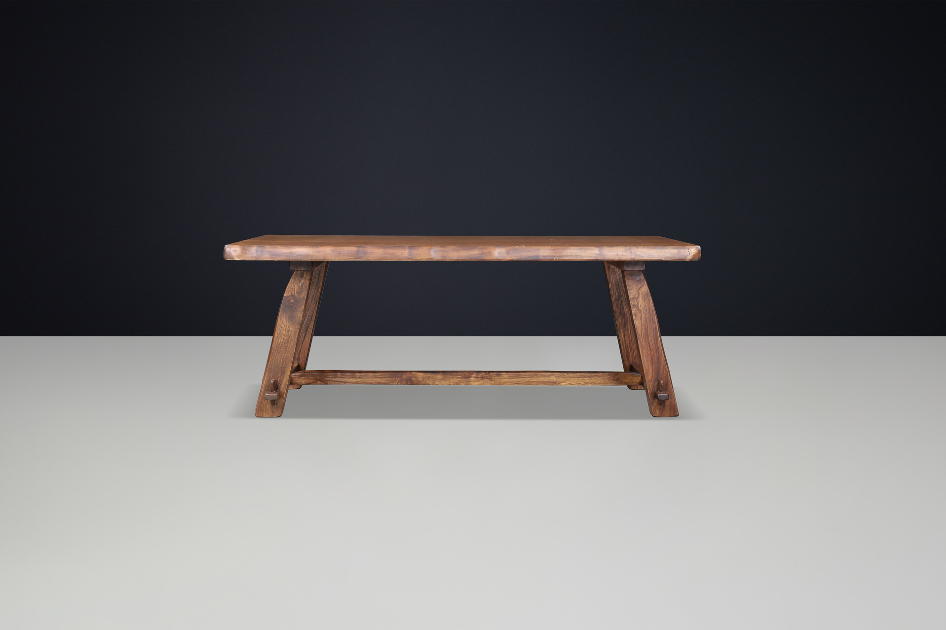 Brutalist Elm dining table by Olavi Hanninenfor Mikko Nupponen. Finland, 1959 Mid-20th century