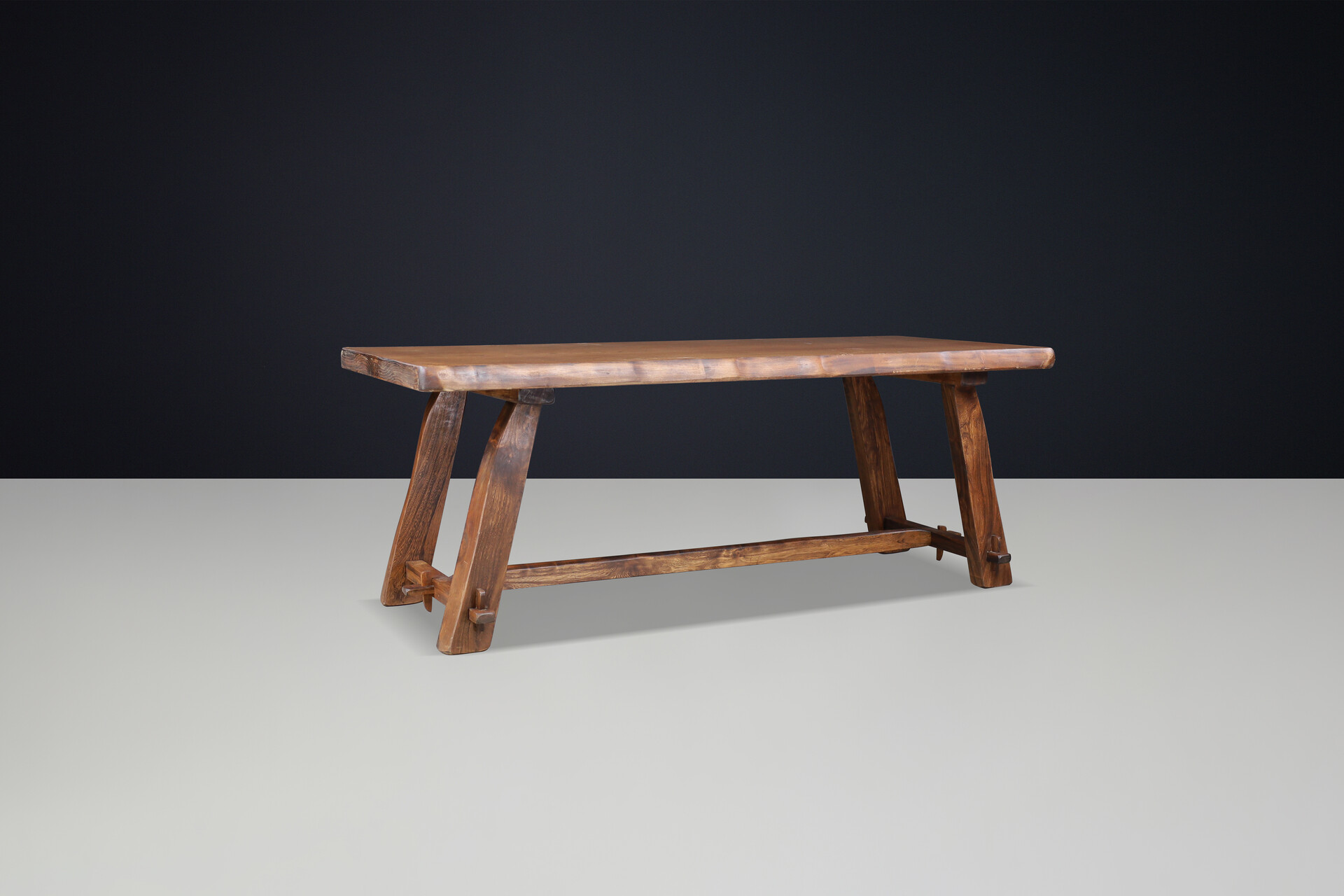 Brutalist Elm dining table by Olavi Hanninenfor Mikko Nupponen. Finland, 1959 Mid-20th century