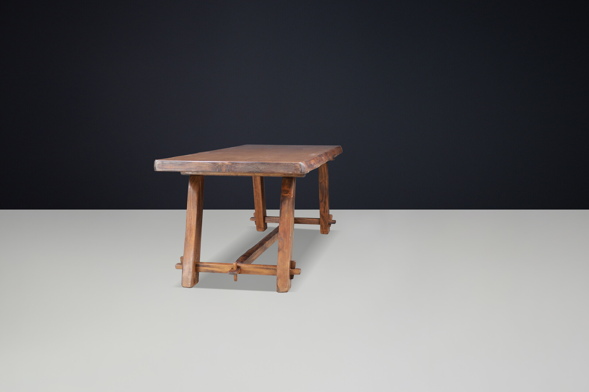 Brutalist Elm dining table by Olavi Hanninenfor Mikko Nupponen. Finland, 1959 Mid-20th century