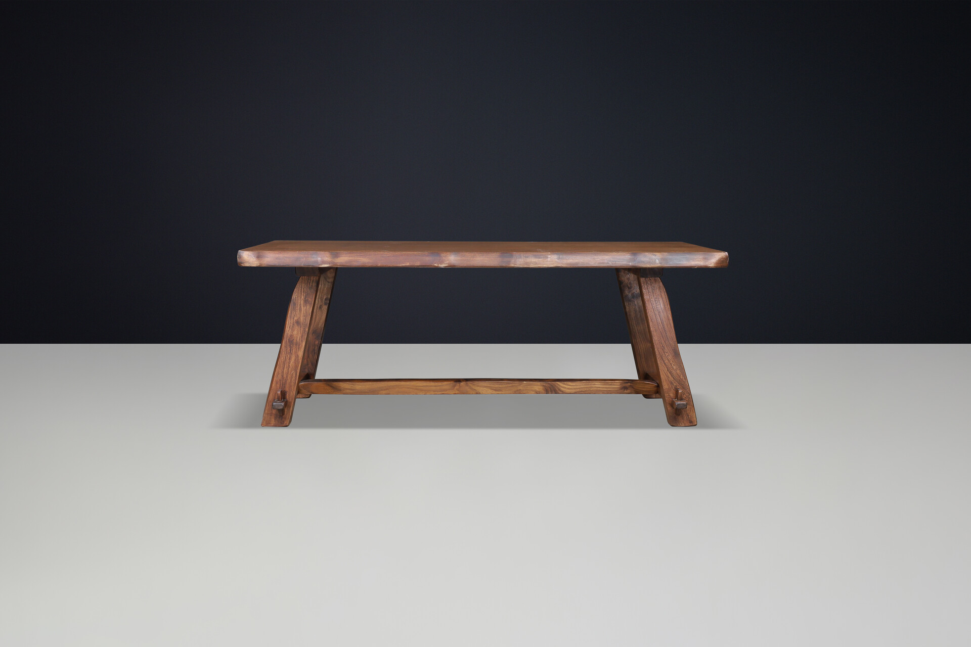Brutalist Elm dining table by Olavi Hanninenfor Mikko Nupponen. Finland, 1959 Mid-20th century