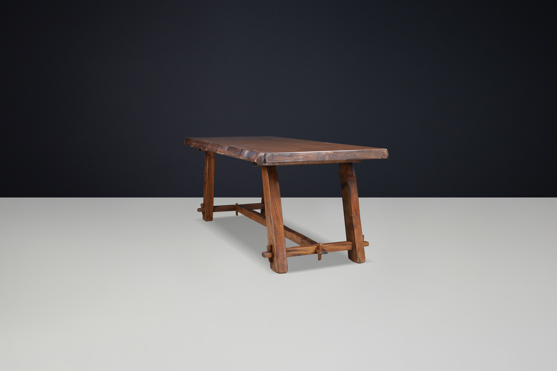 Brutalist Elm dining table by Olavi Hanninenfor Mikko Nupponen. Finland, 1959 Mid-20th century