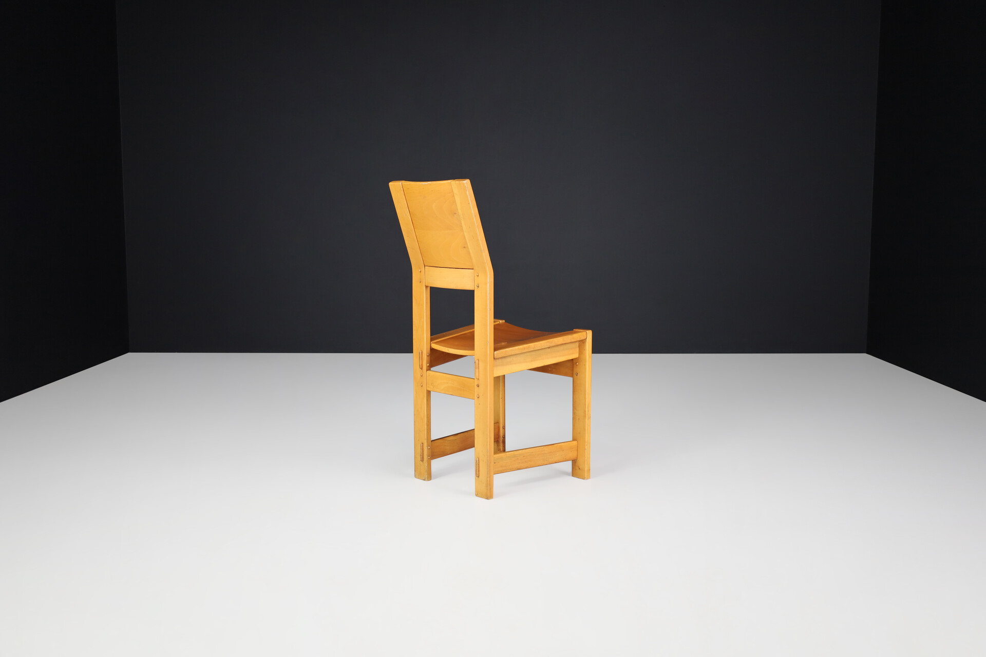 Brutalist Giuseppe Rivadossi Dining Chairs in Walnut, Italy 1970s Late-20th century