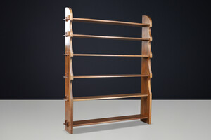 Brutalist Handcrafted Solid Wood Alpine Bookcase with Wedge Joinery, France 1950s Mid-20th century