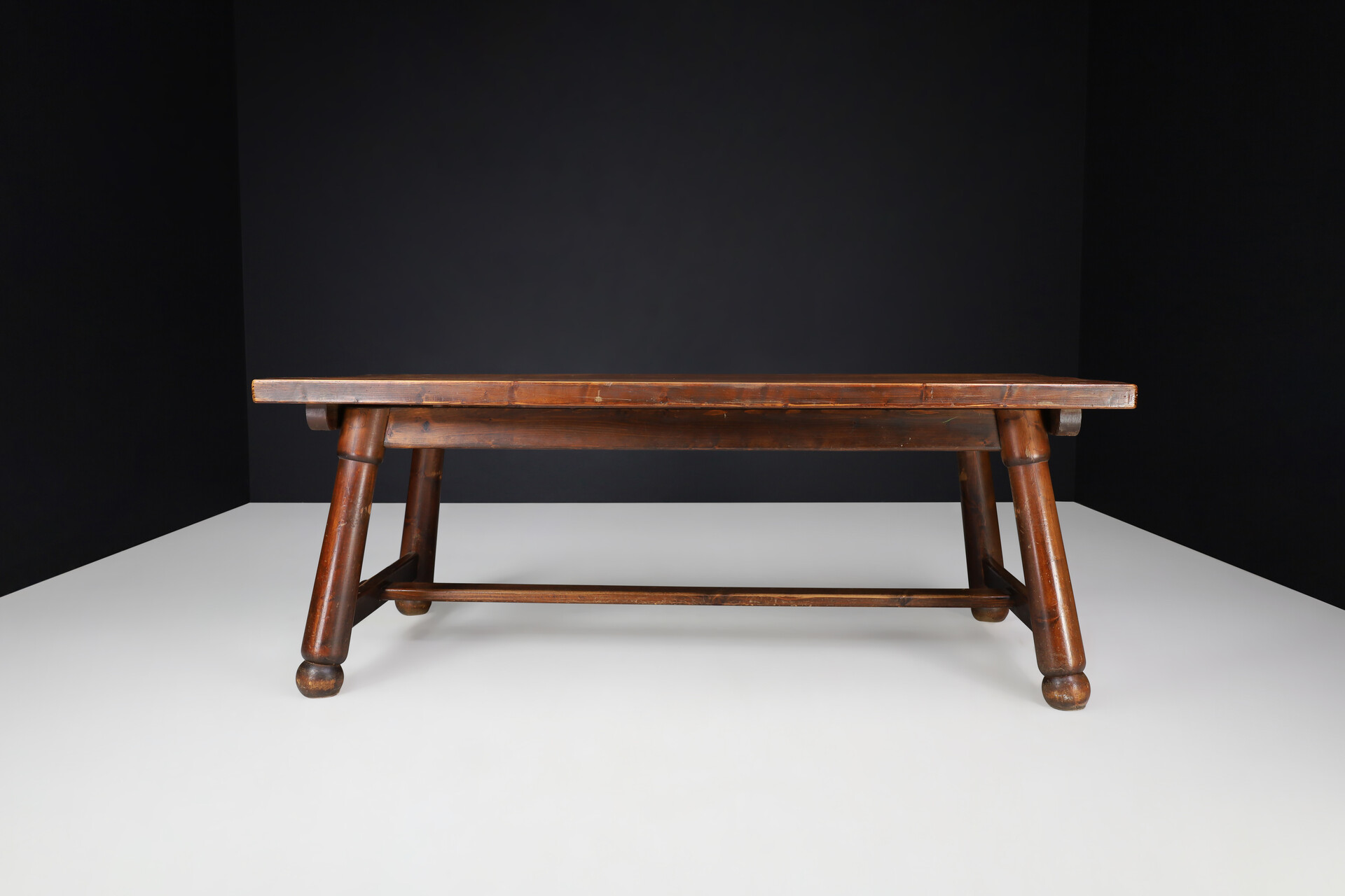 Brutalist Large french pine dining table, France 1950 Mid-20th century
