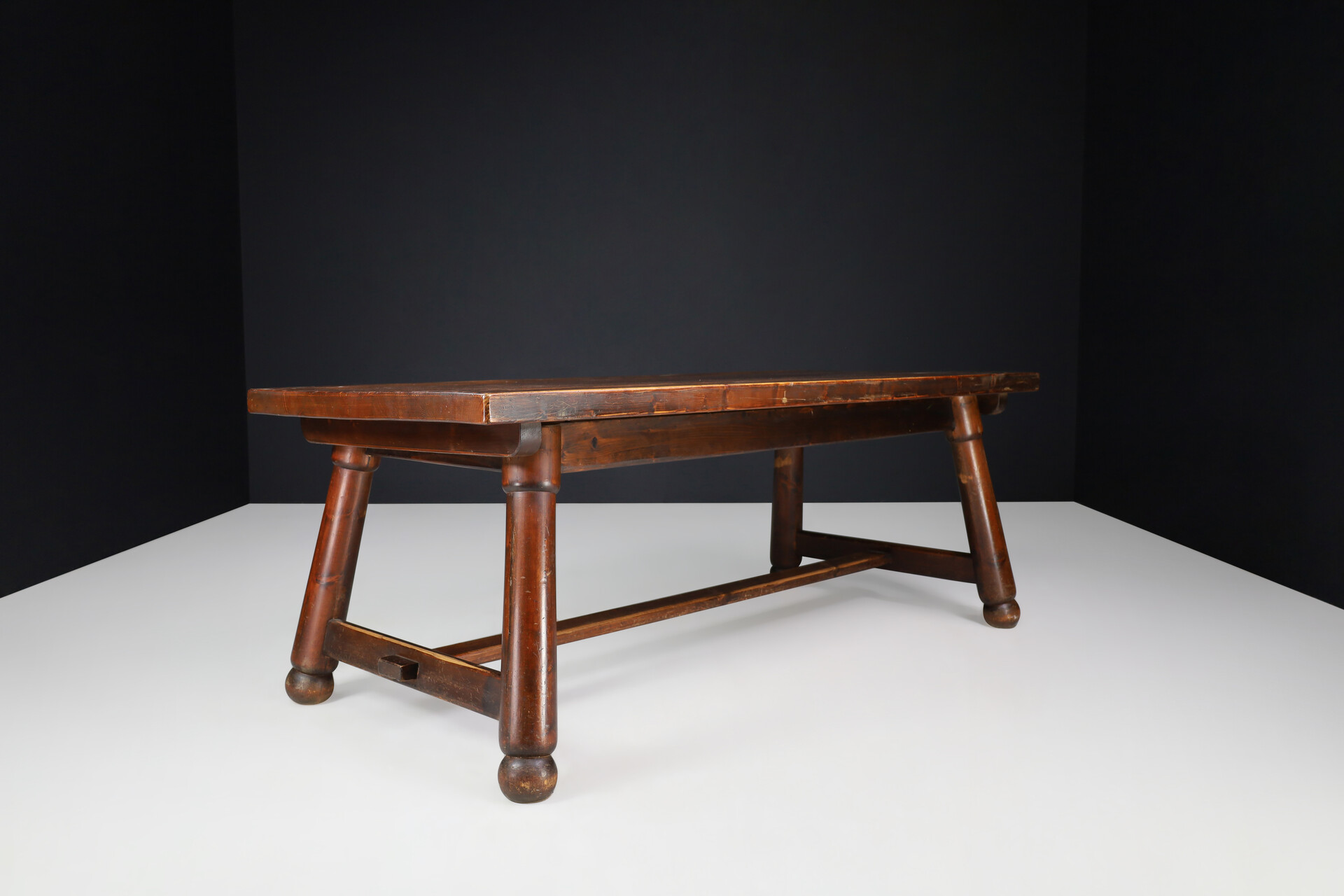 Brutalist Large french pine dining table, France 1950 Mid-20th century