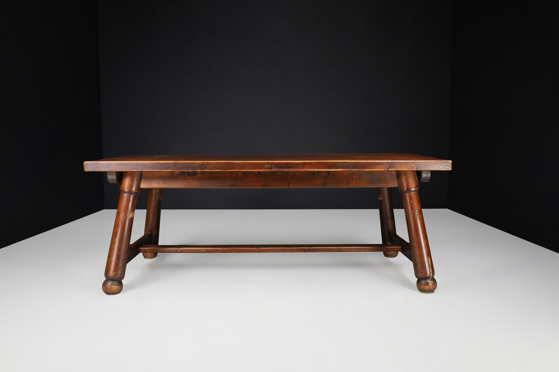 Brutalist Large french pine dining table, France 1950 Mid-20th century