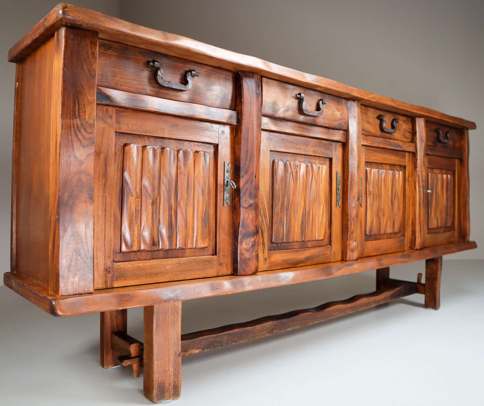 Brutalist Large Sculptural Sideboard by Olavi Hänninen for Mikko Nupponen, Finland, 1950s Mid-20th century