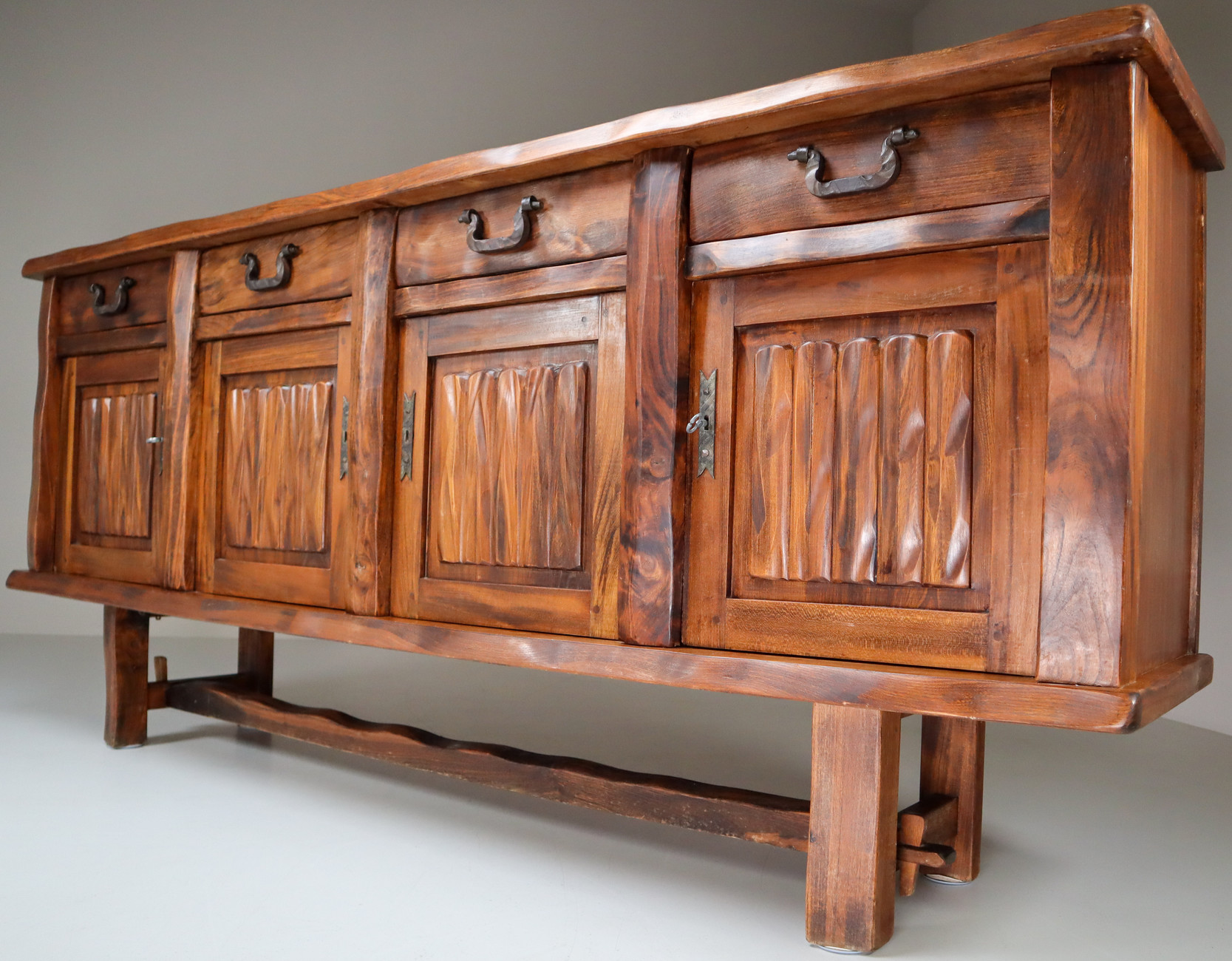 Brutalist Large Sculptural Sideboard by Olavi Hänninen for Mikko Nupponen, Finland, 1950s Mid-20th century