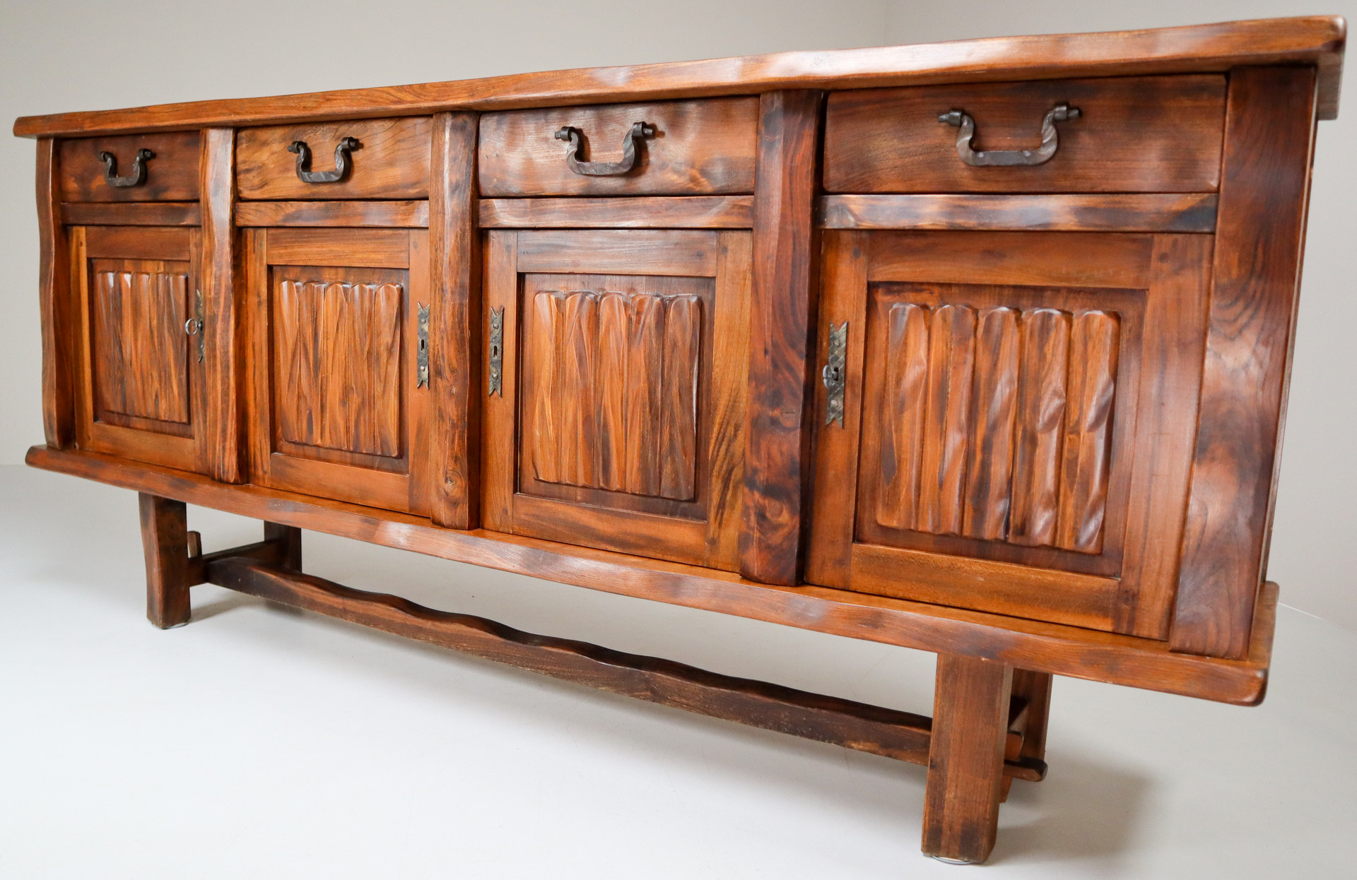 Brutalist Large Sculptural Sideboard by Olavi Hänninen for Mikko Nupponen, Finland, 1950s Mid-20th century