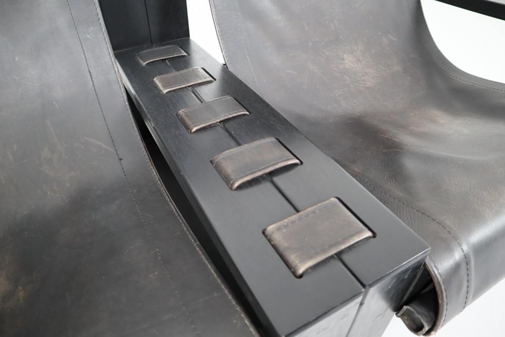 Brutalist Leather Brutalist Two-Seat Sofa Which Was Made By Sonja Wasseur. Amsterdam 1970’S Mid-20th century