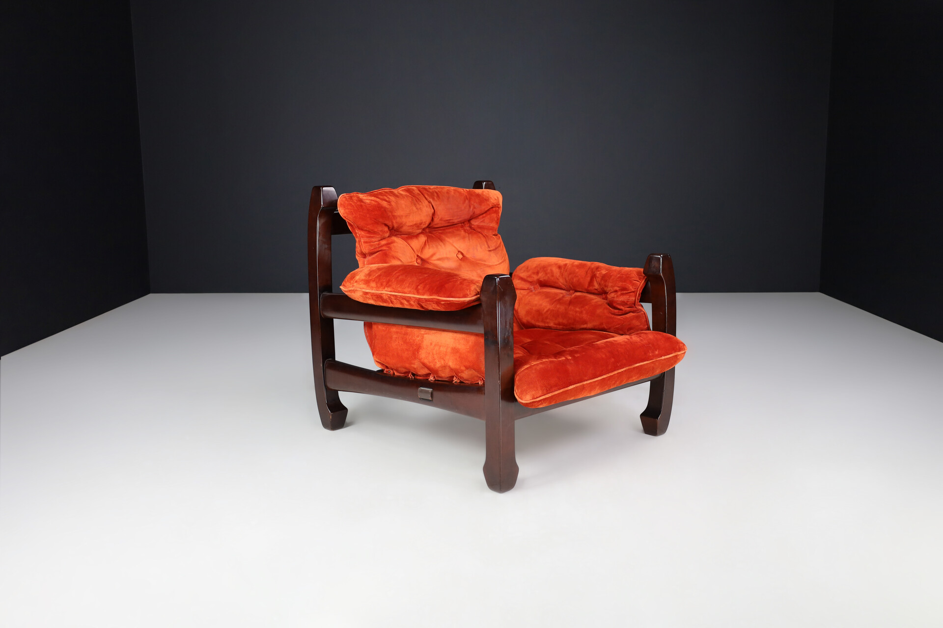 Brutalist Luciano Frigeri Lounge Chair and Ottomann 