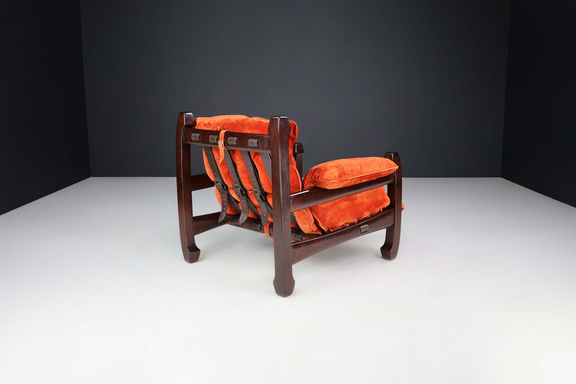 Brutalist Luciano Frigeri Lounge Chair and Ottomann 