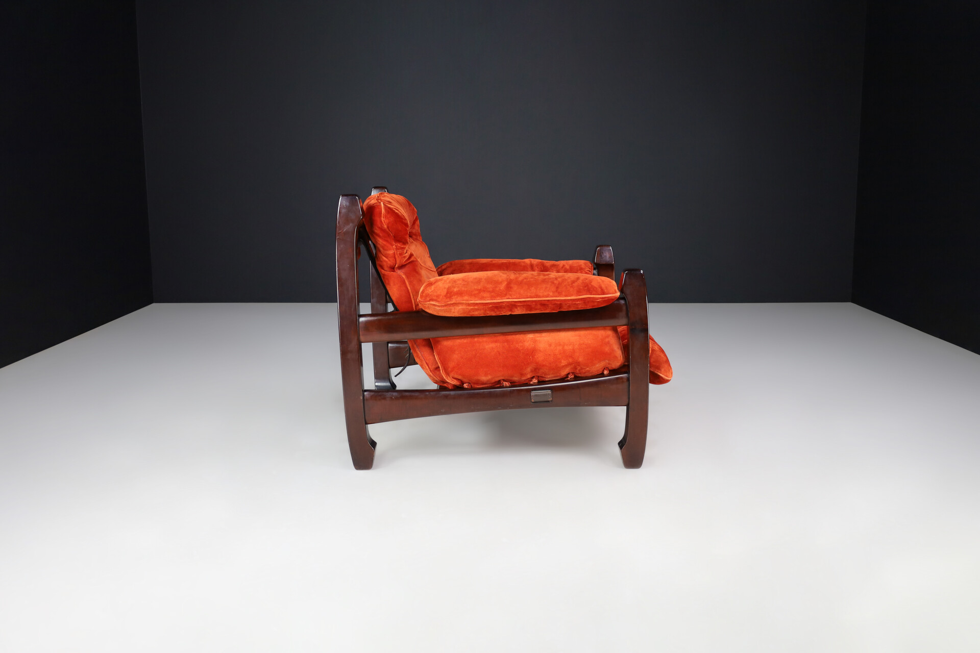 Brutalist Luciano Frigeri Lounge Chair and Ottomann 