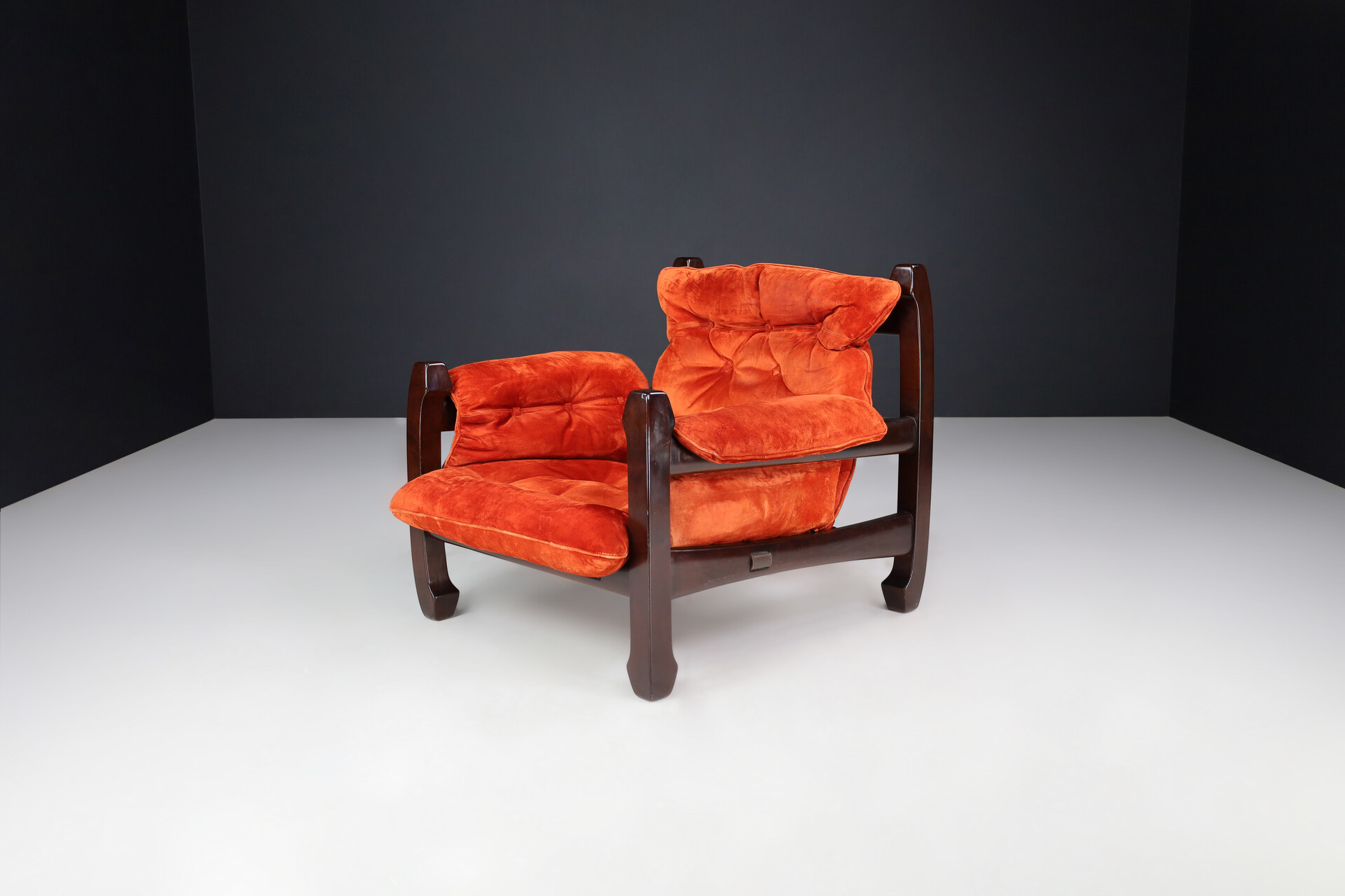 Brutalist Luciano Frigeri Lounge Chair and Ottomann 