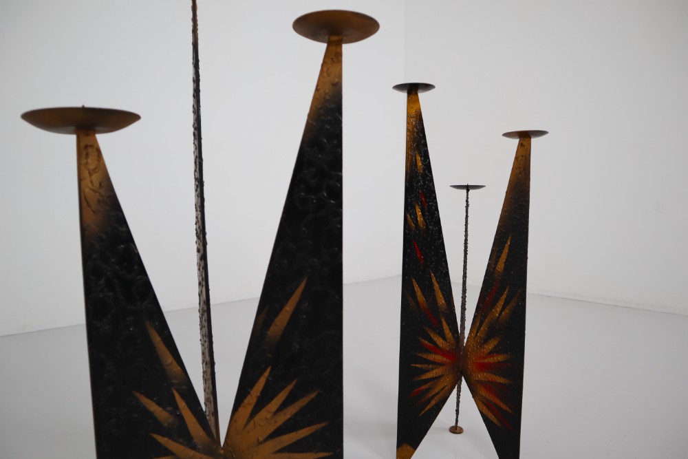 Brutalist Metal XXL Modernist Sculptural Brutalist  Candleholder, Austria, 1970s Mid-20th century