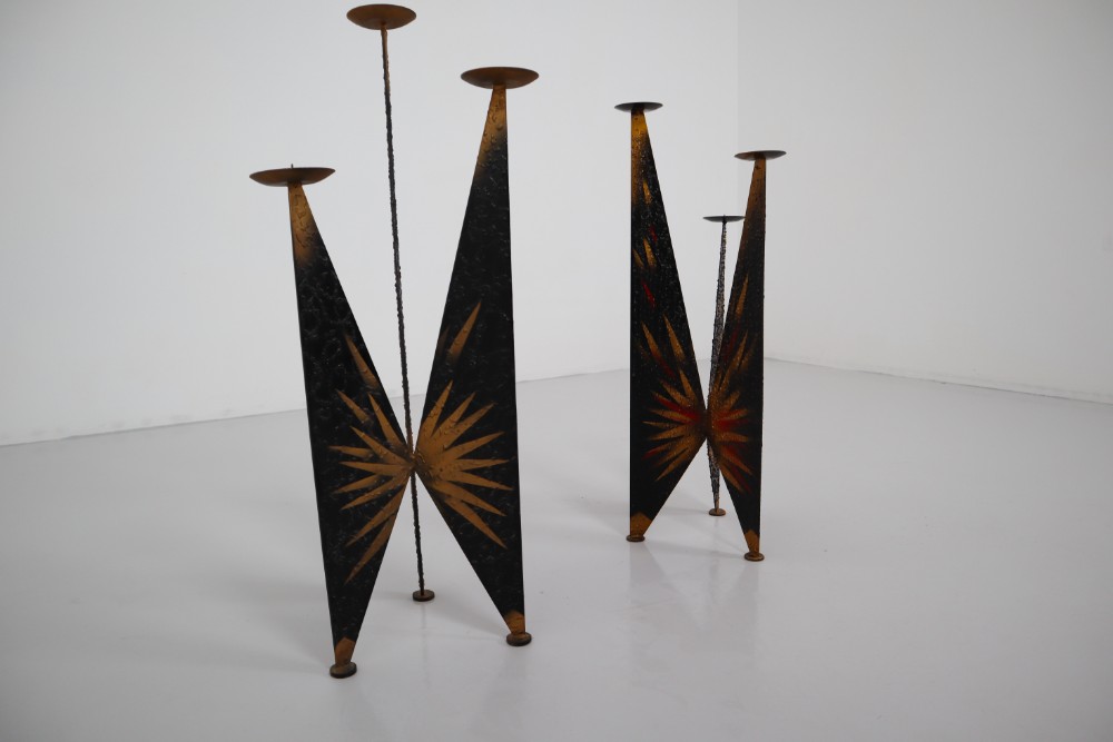 Brutalist Metal XXL Modernist Sculptural Brutalist  Candleholder, Austria, 1970s Mid-20th century