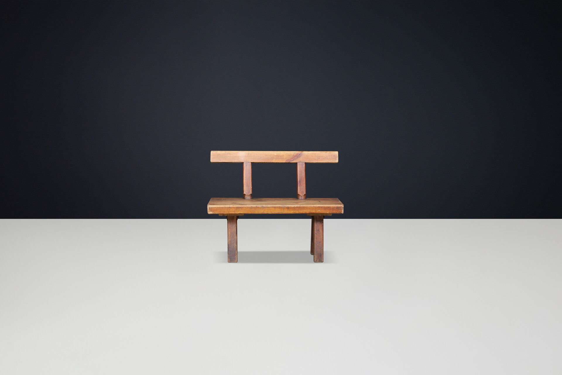 Brutalist Mobichalet Bench in Patinated Pinewood, Belgium 1950s Mid-20th century