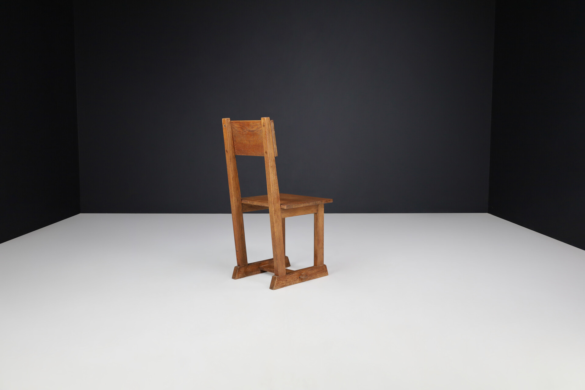 Brutalist / modern Oak dining room / side chairs France 1950s Mid-20th century