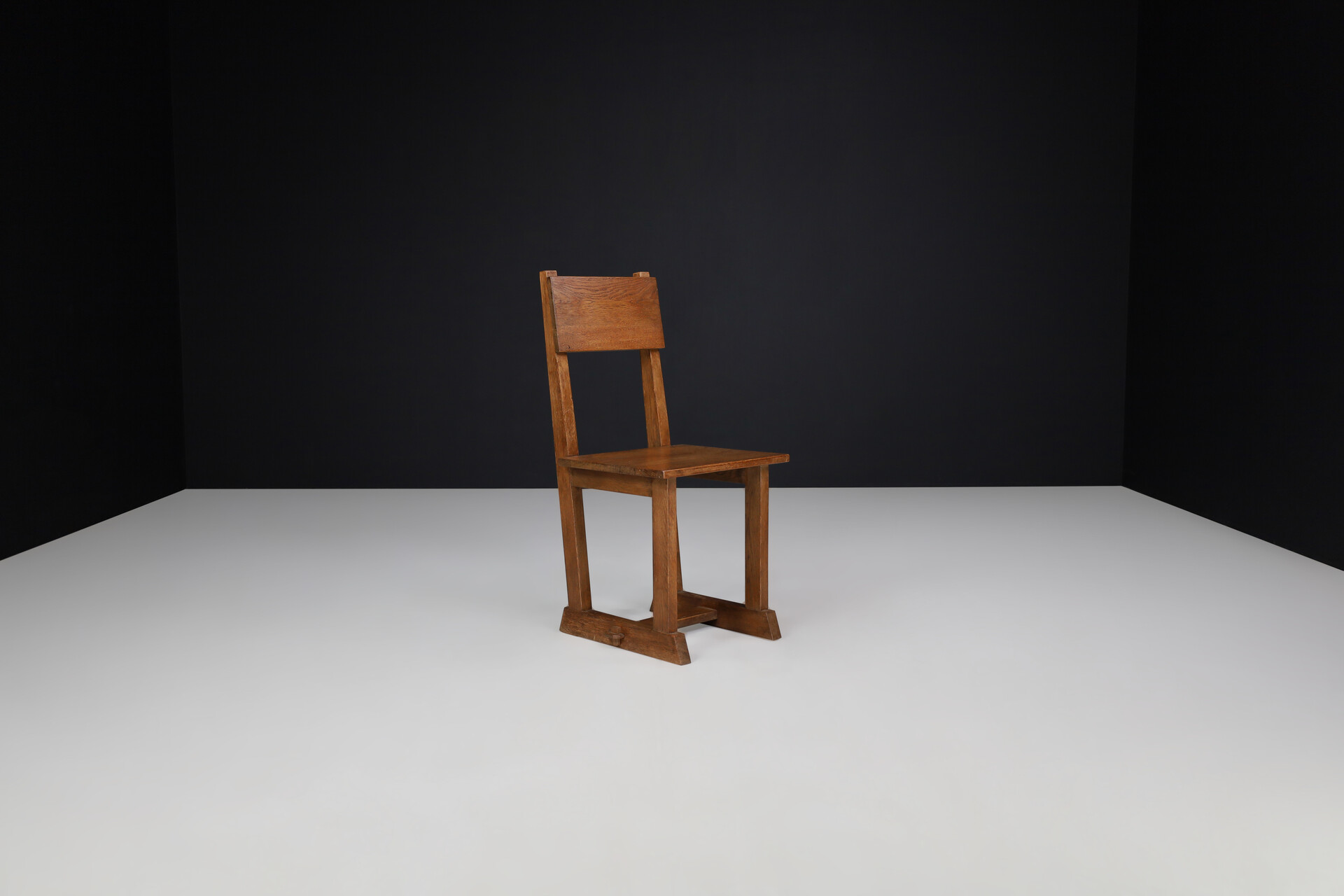 Brutalist / modern Oak dining room / side chairs France 1950s Mid-20th century