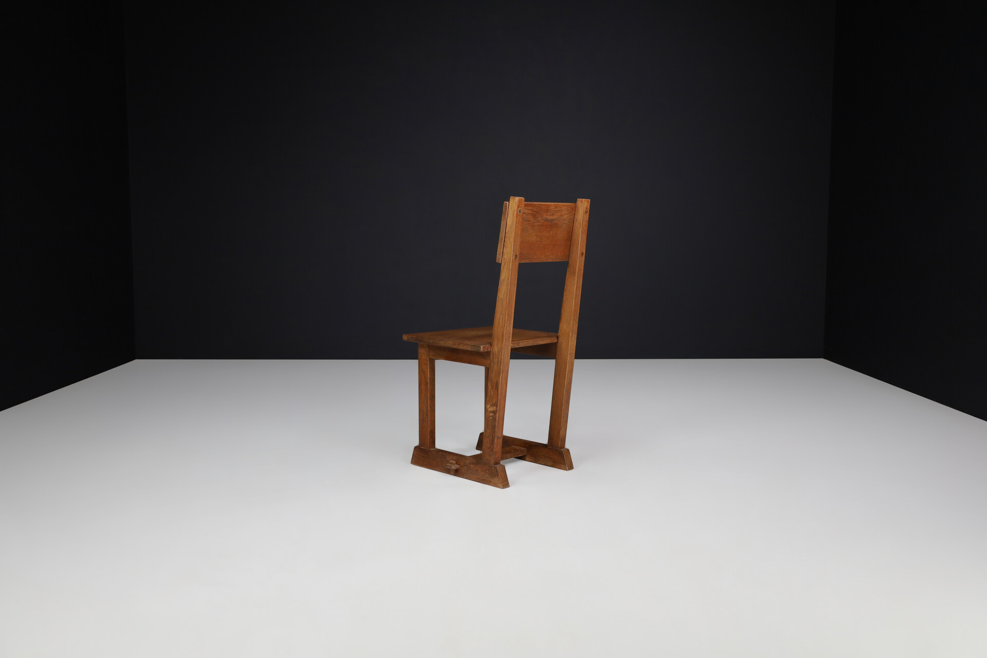 Brutalist / modern Oak dining room / side chairs France 1950s Mid-20th century