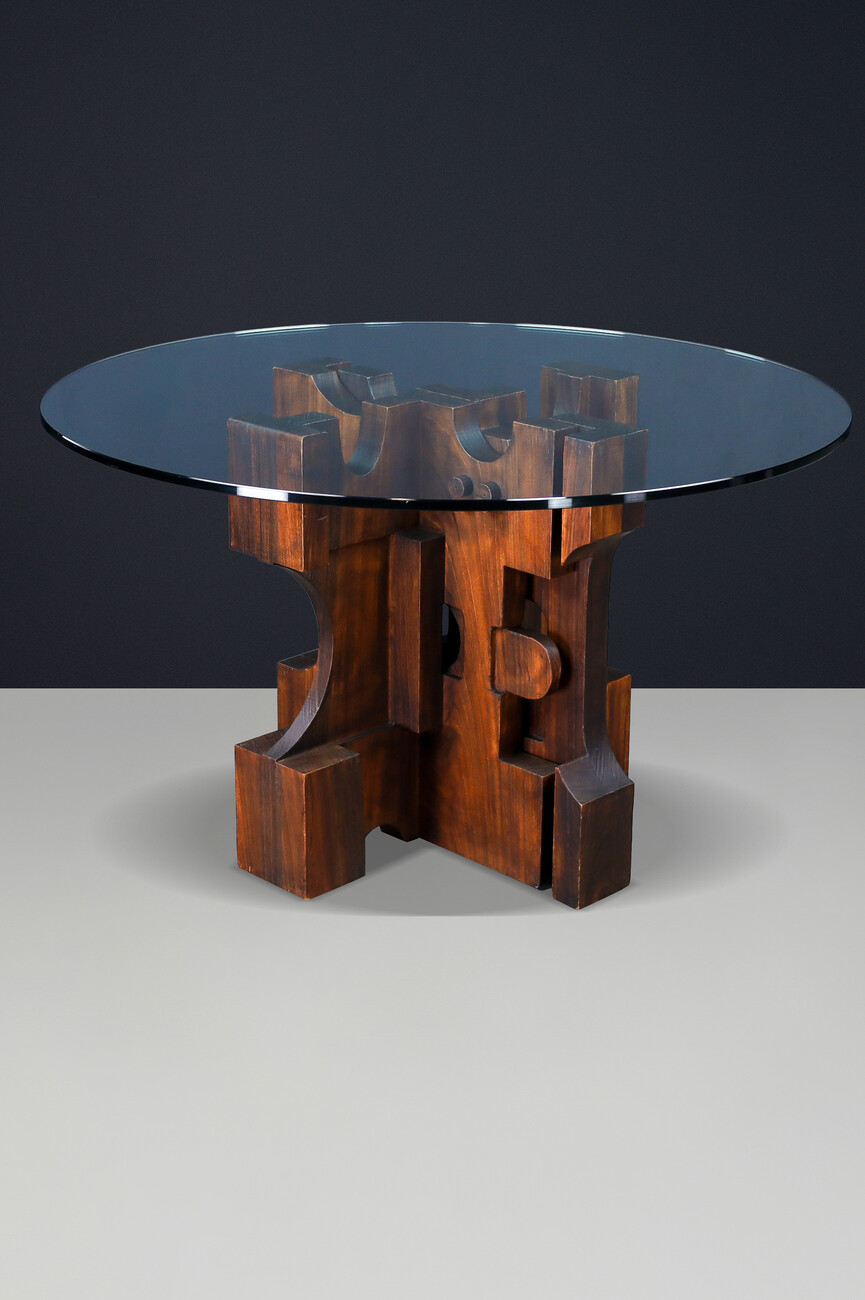 Brutalist Nerone Ceccarelli for Gruppo NP2 — Sculptural Round Dining Table, Italy, 1982 Late-20th century