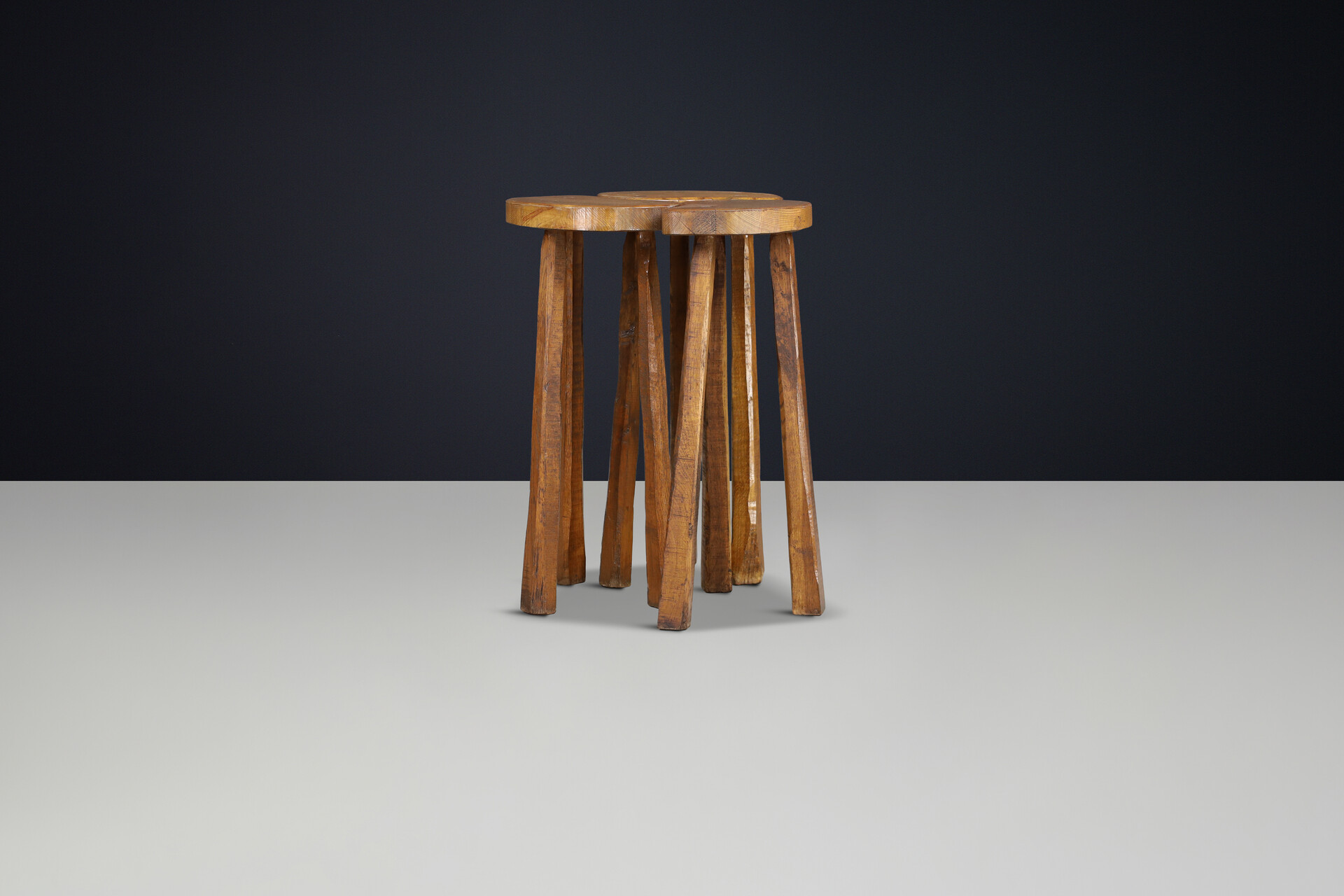 Brutalist Oak bar stools France 1960s Mid-20th century
